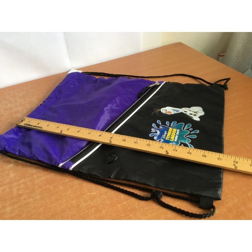 Disney Typhoon Lagoon Backpack Sack Pack Drawstring Water Park Olaf Nylon Purple